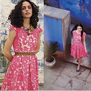 NWT Yoana Baraschi Anthropologie Pink Lace Mini Dress Champagne Liner Size 8P